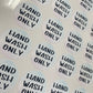 Hand Wash Only Sticker
