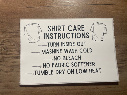 4x6 Shirt Care Thermal Sticker