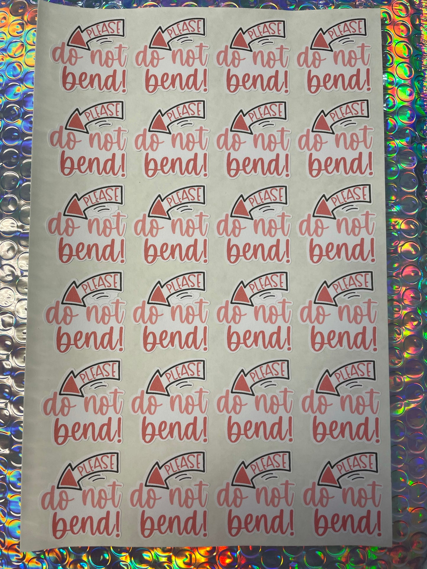 Please Do Not Bend Stickers